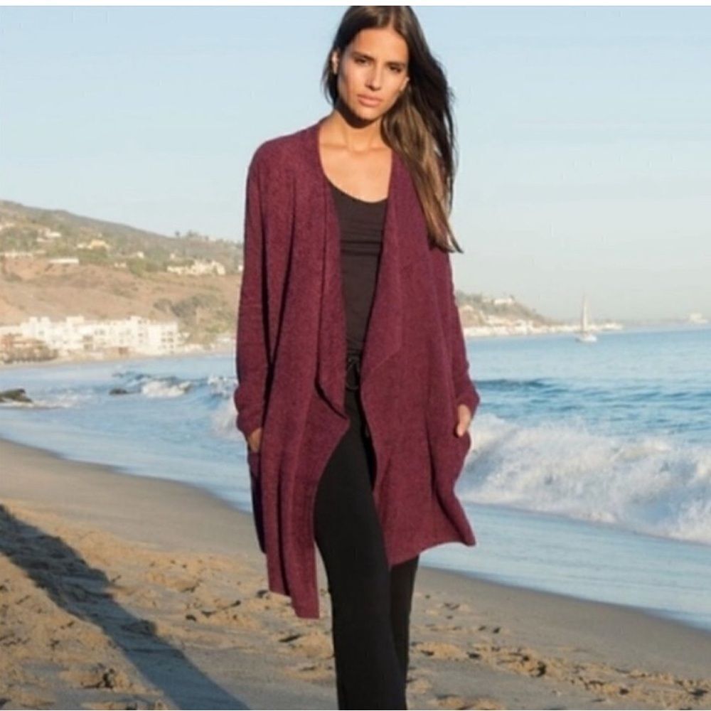 Barefoot Dreams CozyChic Lite Island Wrap Cardigan Burgundy 3X NWT